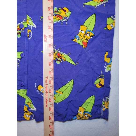 The Simpsons Bart & Milhouse Surfing Hawaiian Rayon Button Up Shirt Adult Medium - Picture 7 of 7